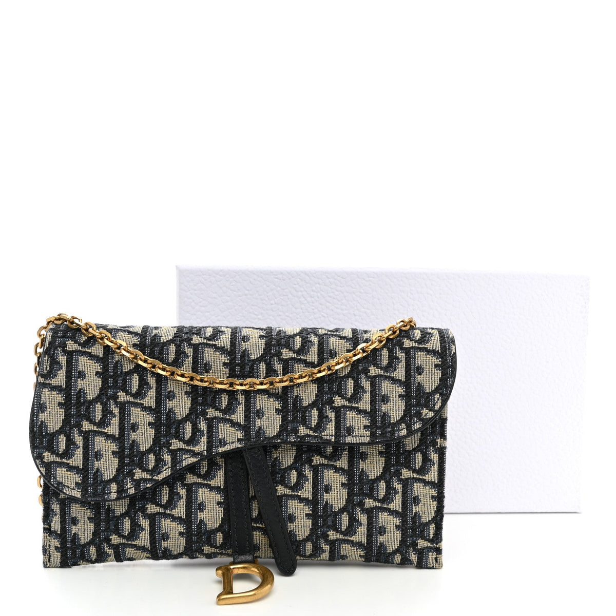 Oblique Saddle Chain Long Wallet Blue wholesalehk.shop