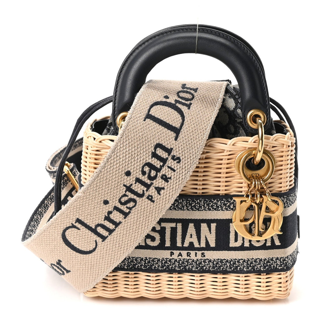 Wicker Oblique Mini Lady Dior Bag Blue wholesalehk.shop