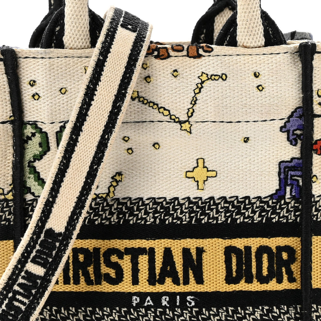 Canvas Embroidered Pixel Zodiac Mini Book Tote Phone Bag Latte Multicolor £¨ Direct shipment via from wholesalehk.shop