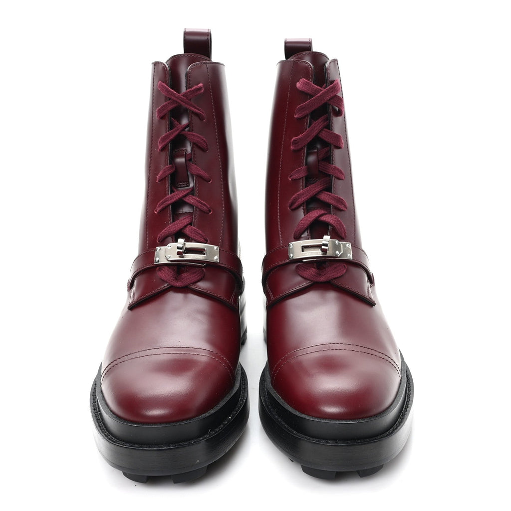 Glossed Calfskin Funk Ankle Boots 38.5 Rouge H wholesalehk.shop