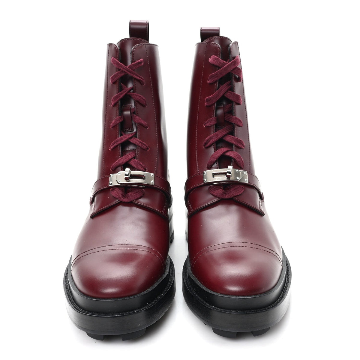 Glossed Calfskin Funk Ankle Boots 38.5 Rouge H wholesalehk.shop