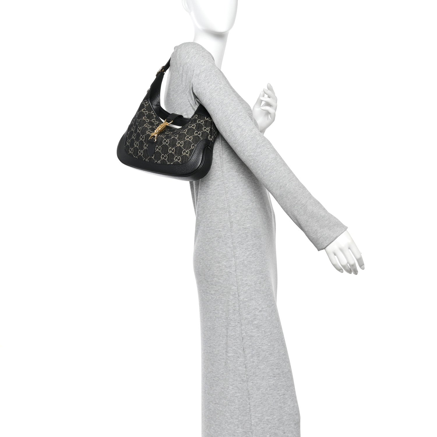 Jacquard Denim GG Monogram Small Jackie 1961 Hobo Black Ivory £¨ Direct shipment via from wholesalehk.shop