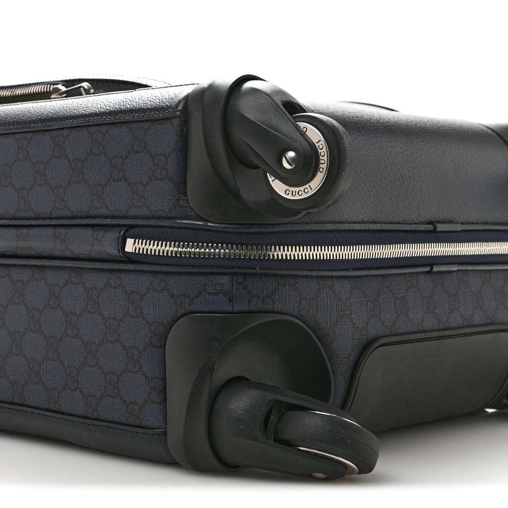 GG Supreme Monogram Textured Dollar Calfskin Web Ophidia Small Savoy Cabin Trolley Black Blue wholesalehk.shop