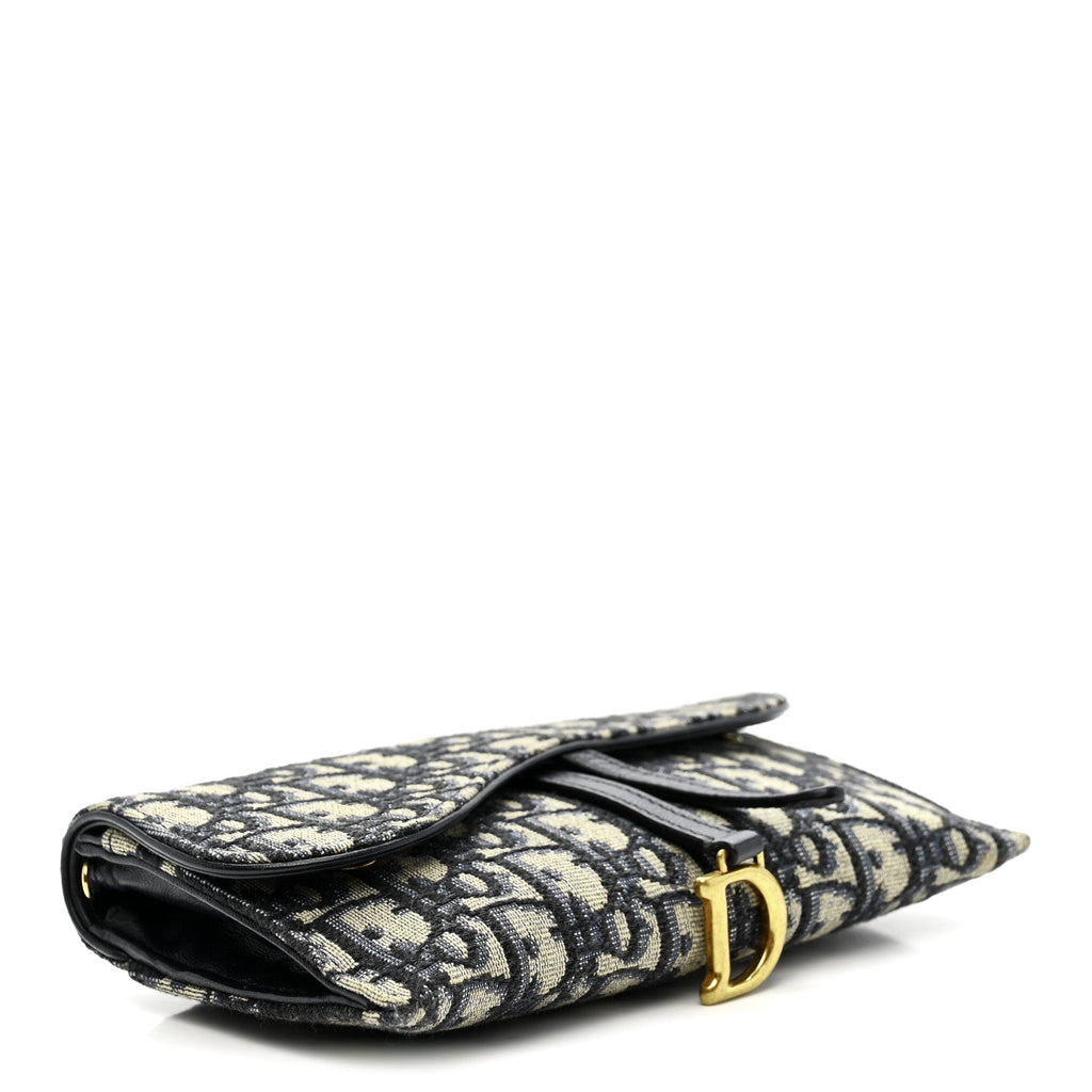 Oblique Saddle Chain Long Wallet Blue wholesalehk.shop