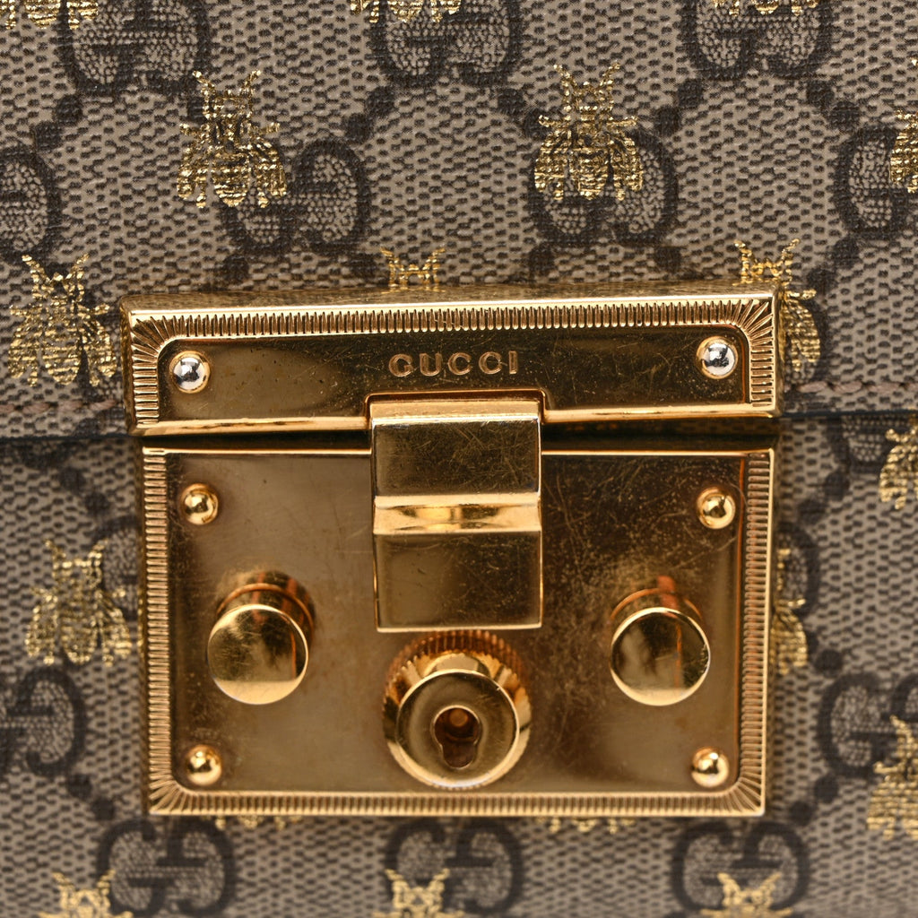 GG Supreme Monogram Bees Small Padlock Shoulder Bag Black £¨ Direct shipment via from wholesalehk.shop