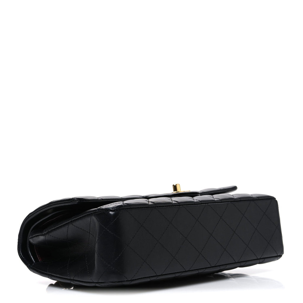 Lambskin Quilted Medium Double Flap Black wholesalehk.shop