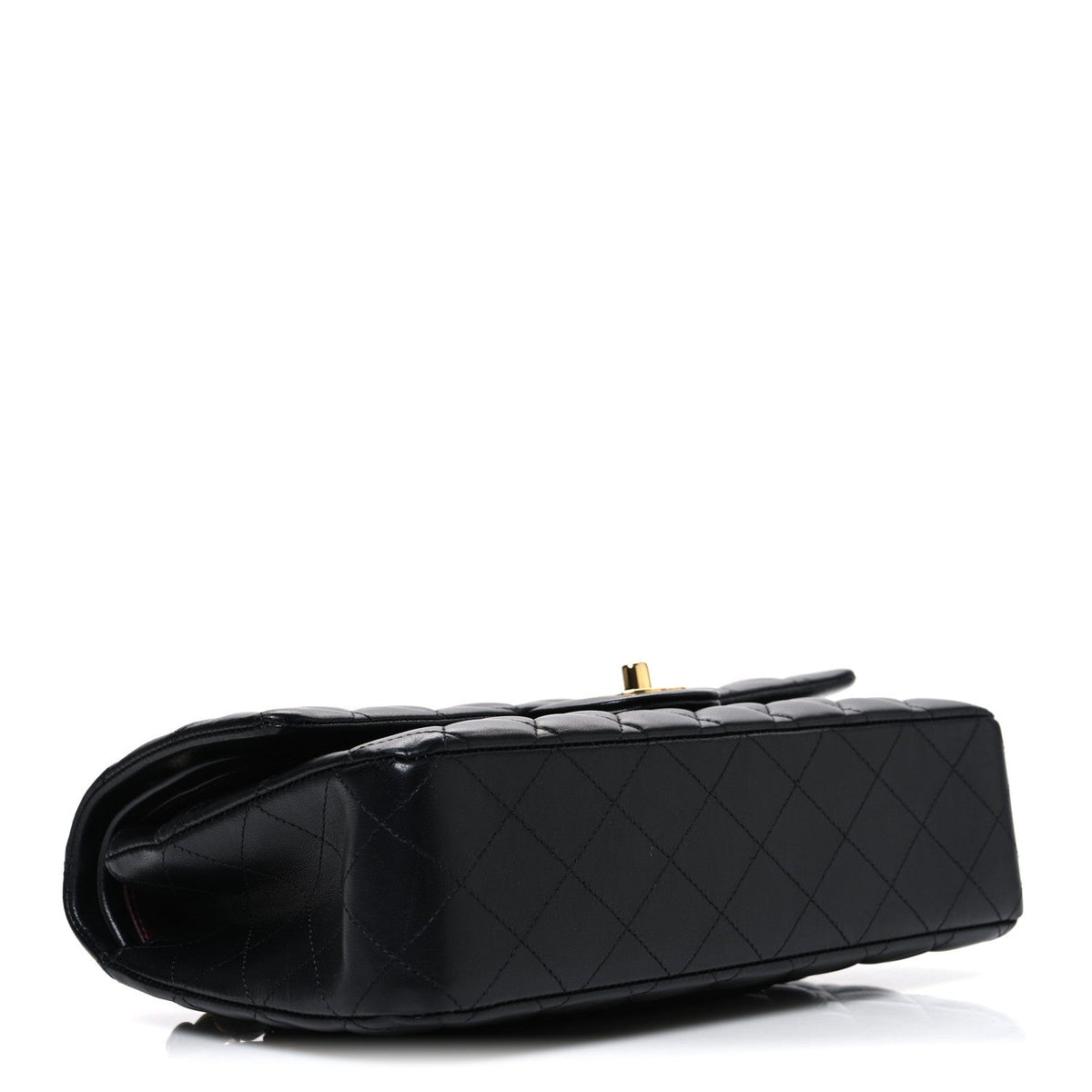 Lambskin Quilted Medium Double Flap Black wholesalehk.shop