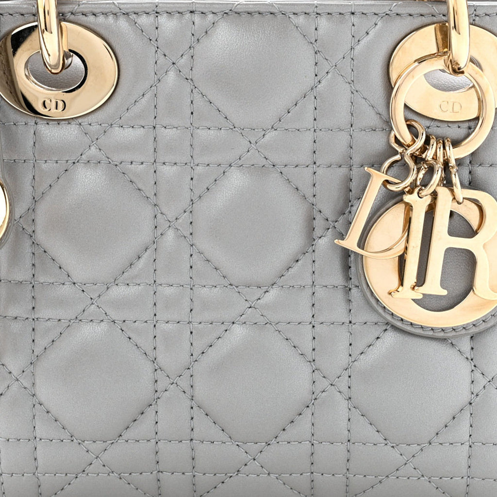 Lambskin Cannage Mini Lady Dior Gray Opaline Gray Opaline wholesalehk.shop
