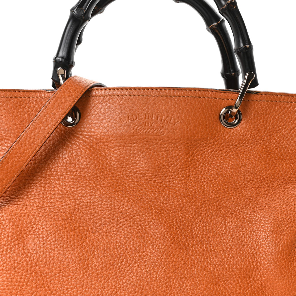 Cellarius Calfskin Large Bamboo Shopper Tote Orange wholesalehk.shop
