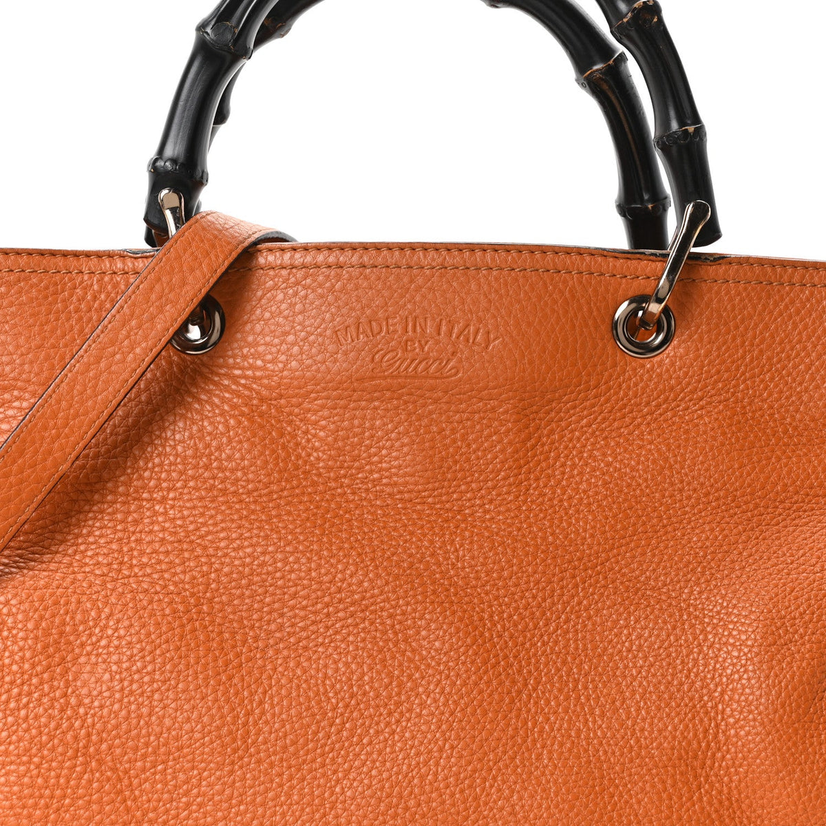 Cellarius Calfskin Large Bamboo Shopper Tote Orange wholesalehk.shop