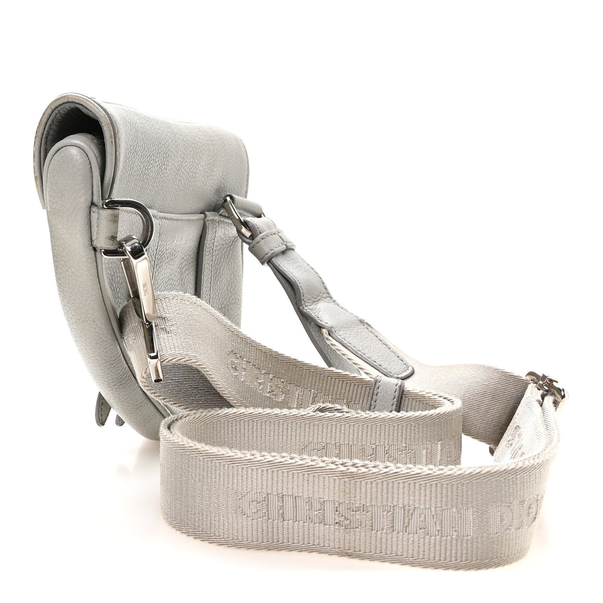 Grained Calfskin Mens Mini Saddle Bag Gray wholesalehk.shop
