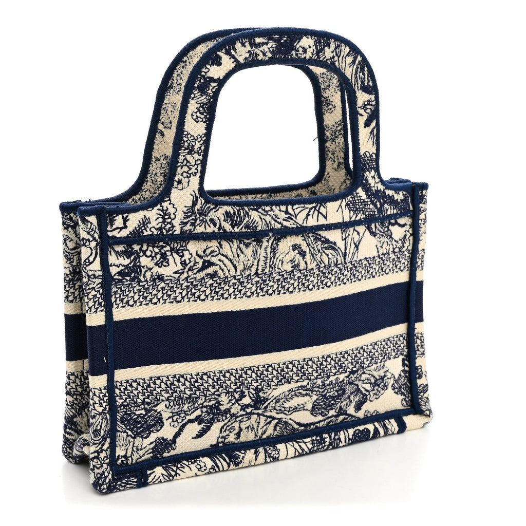 Canvas Embroidered Mini Toile De Jouy Book Tote Blue £¨ Direct shipment via from wholesalehk.shop