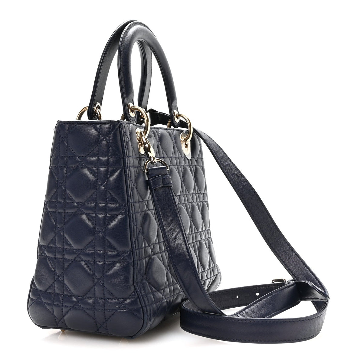 Lambskin Cannage Medium Lady Dior Navy Blue wholesalehk.shop