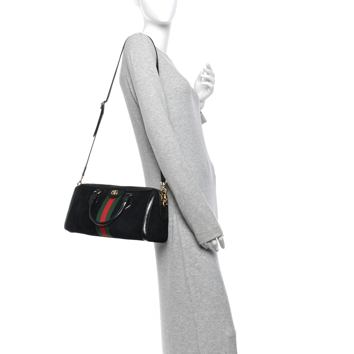 Suede Patent GG Web Medium Ophidia Boston Black wholesalehk.shop