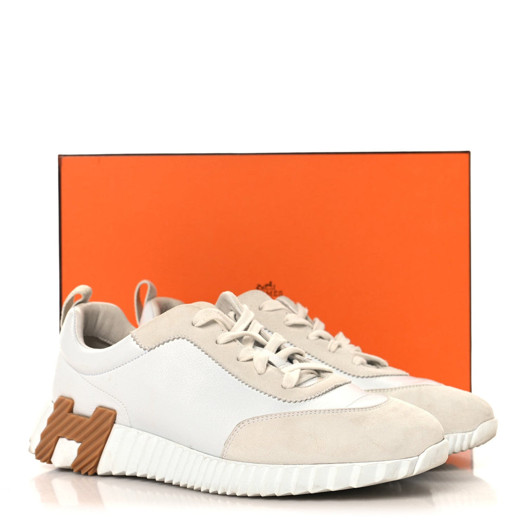 Calfskin Suede Goatskin Bouncing Sneakers 39 White wholesalehk.shop