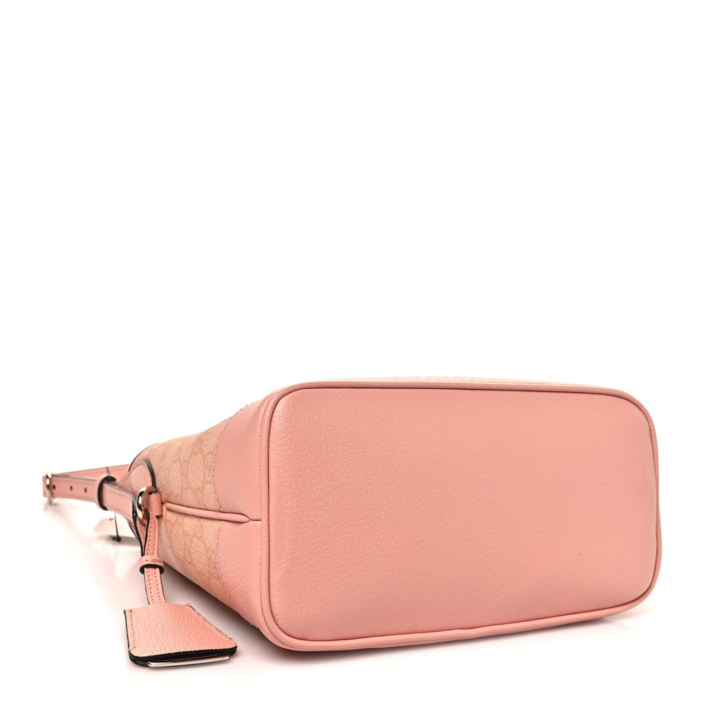 GG Supreme Monogram Textured Dollar Calfskin Web Small Ophidia Bucket Shoulder Bag Rose Pink wholesalehk.shop