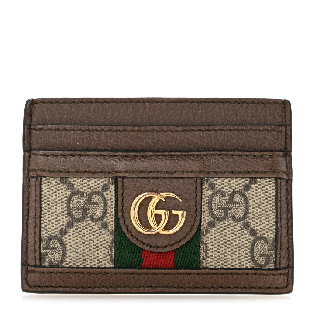 GG Supreme Monogram Textured Dollar Calfskin Ophidia Card Holder Beige Ebony New Acero wholesalehk.shop
