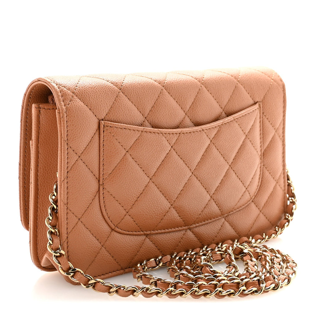 Caviar Quilted CC Turnlock Wallet On Chain WOC Brown wholesalehk.shop