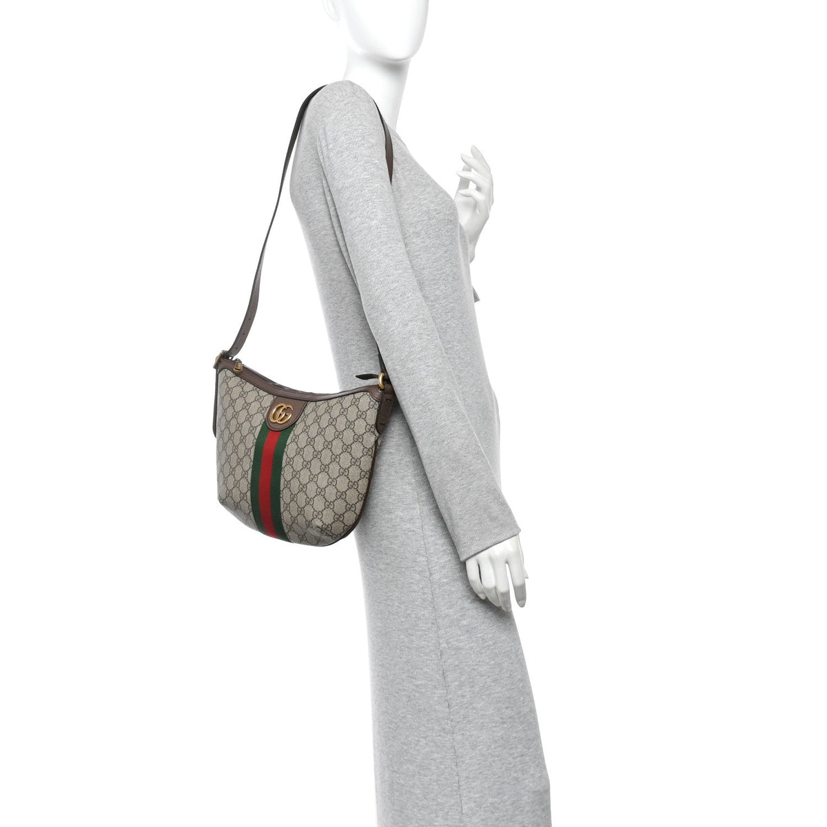 GG Supreme Monogram Web Small Ophidia Half Moon Hobo Brown wholesalehk.shop