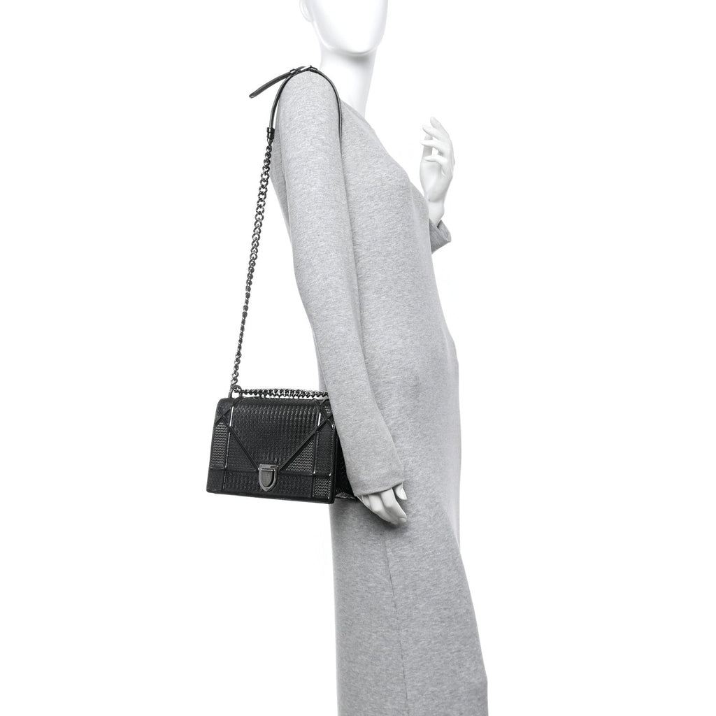 Metallic Patent Micro-Cannage Medium Diorama Flap Bag Onyx Black ¡§ Direct shipment via from wholesalehk.shop