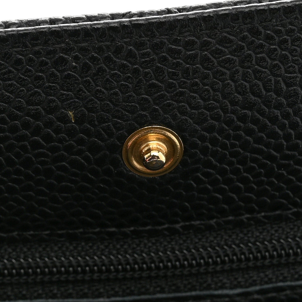 Caviar Quilted Wallet on Chain WOC Black wholesalehk.shop