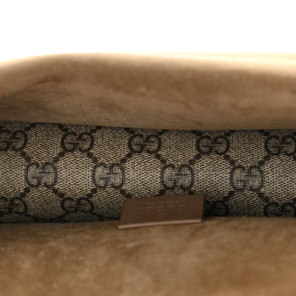 GG Supreme Monogram Suede Crystal Small Dionysus Shoulder Bag Beige Ebony Taupe wholesalehk.shop