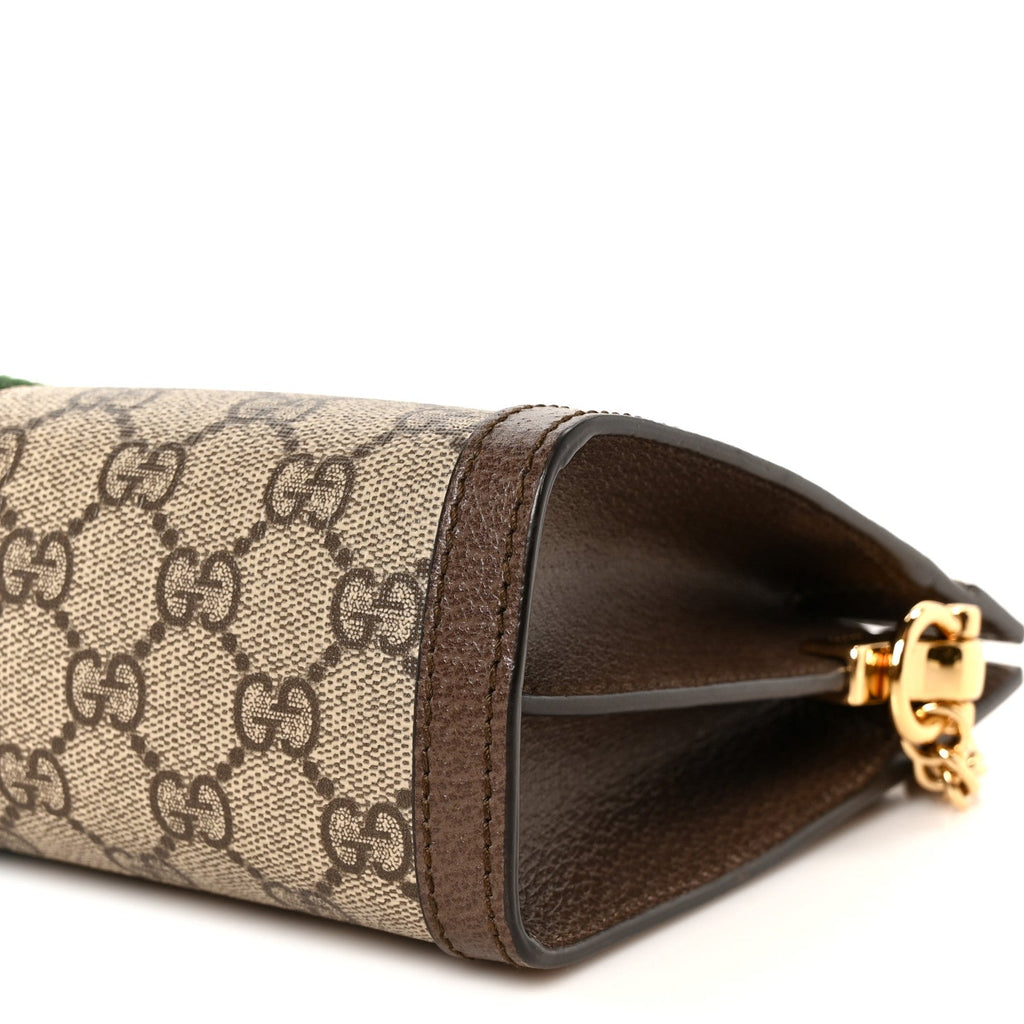 GG Supreme Monogram Web Small Ophidia Chain Shoulder Bag Brown wholesalehk.shop