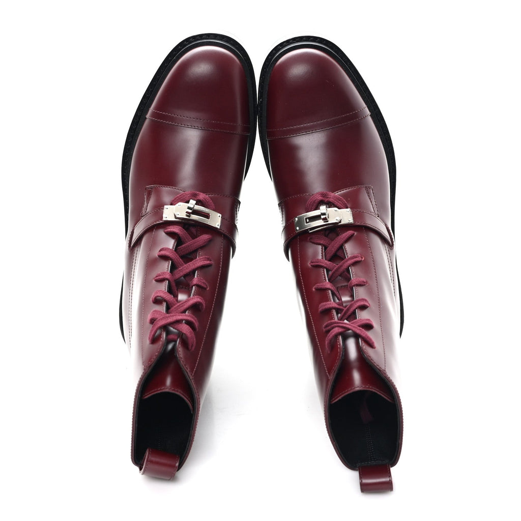Glossed Calfskin Funk Ankle Boots 38.5 Rouge H wholesalehk.shop