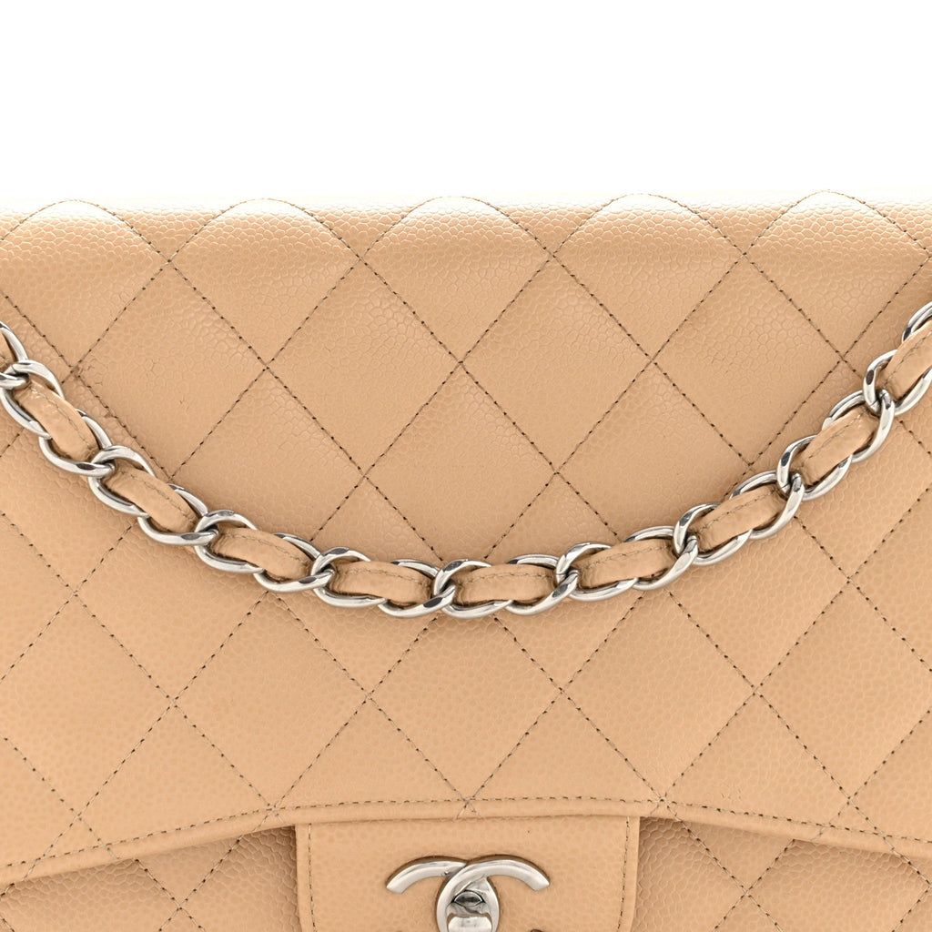 Caviar Quilted Jumbo Double Flap Beige Clair wholesalehk.shop