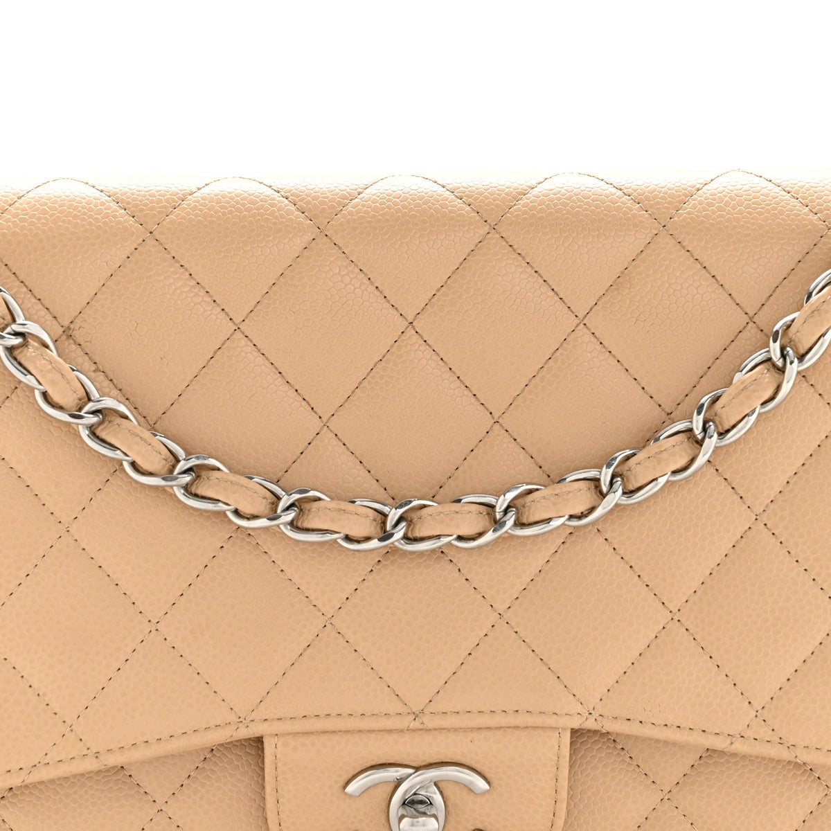 Caviar Quilted Jumbo Double Flap Beige Clair wholesalehk.shop