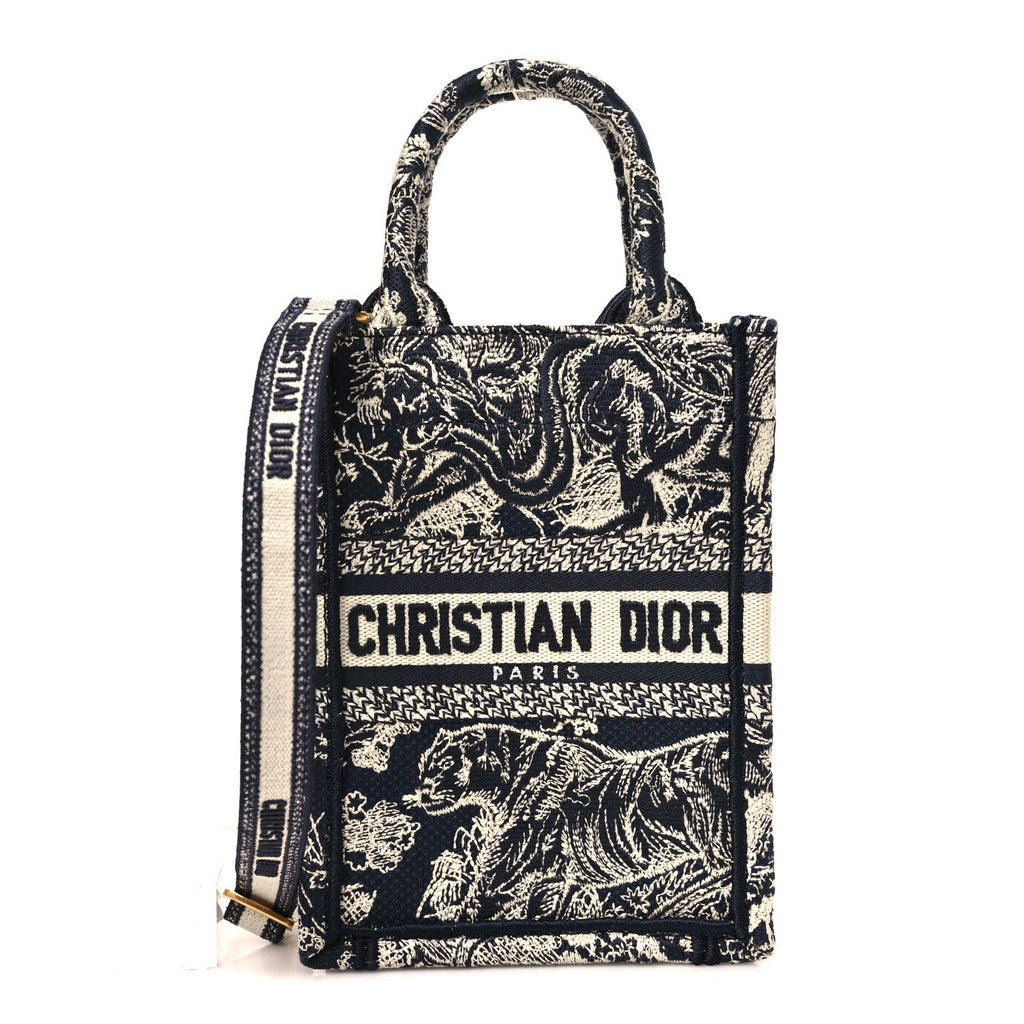 Canvas Toile de Jouy Reverse Embroidered Mini Book Tote Phone Bag Blue £¨ Direct shipment via from wholesalehk.shop