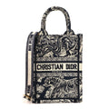 Canvas Toile de Jouy Reverse Embroidered Mini Book Tote Phone Bag Blue £¨ Direct shipment via from wholesalehk.shop