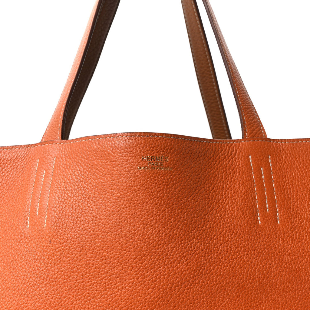 Taurillon Clemence Double Sens Reversible Tote Orange Gold £¨ Direct shipment via from wholesalehk.shop