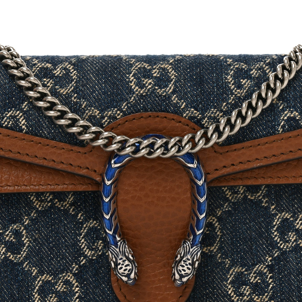 New Denim GG Monogram Dollar Calfskin Enamel Super Mini Dionysus Shoulder Bag Blue Tea Cuir Epilog Electric Blue wholesalehk.shop