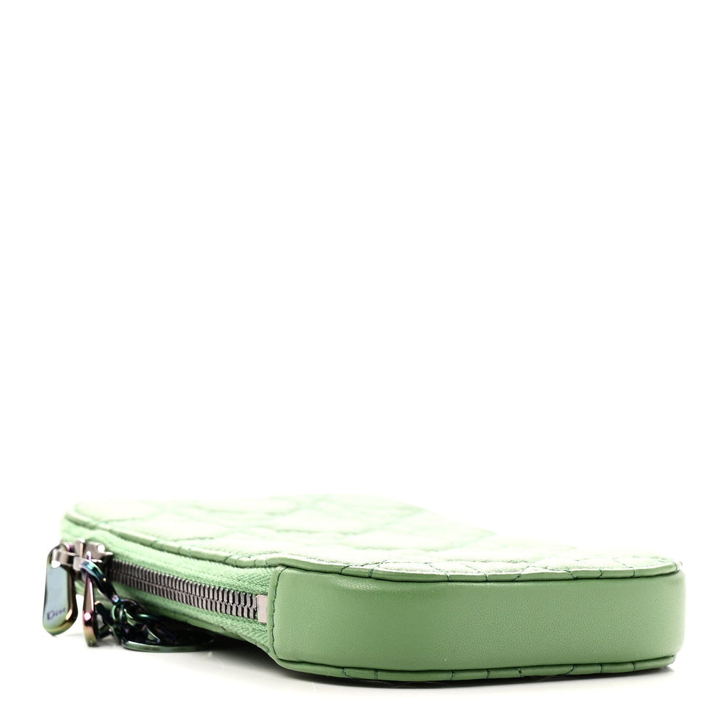 Lambskin Cannage Lady Dior Phone Holder Jade Green wholesalehk.shop