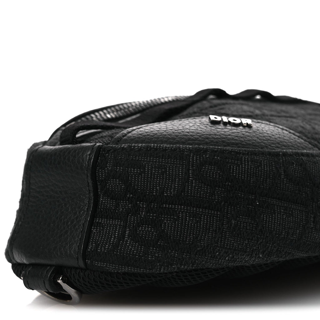 Grained Calfskin Oblique Scarab Sling Bag Black wholesalehk.shop