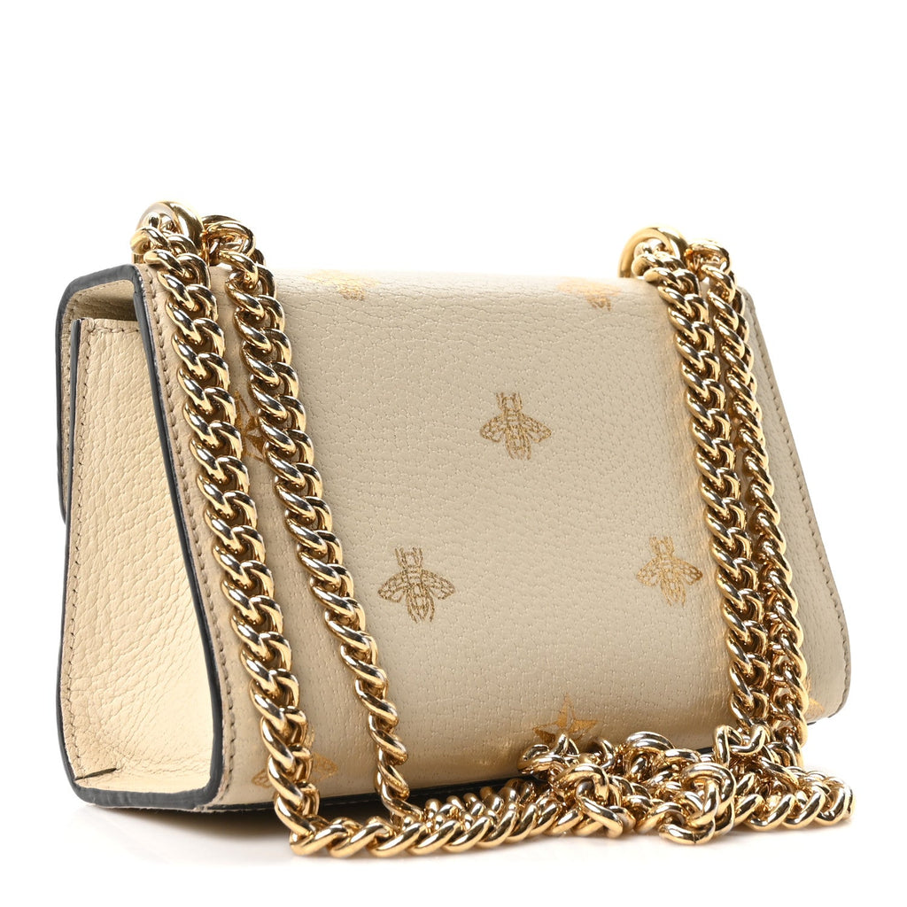 Grained Calfskin Bee Star Small Padlock Shoulder Bag White £¨ Direct shipment via from wholesalehk.shop