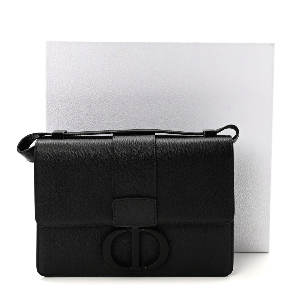 Ultra Matte Grained Calfskin 30 Montaigne Flap Bag Black wholesalehk.shop