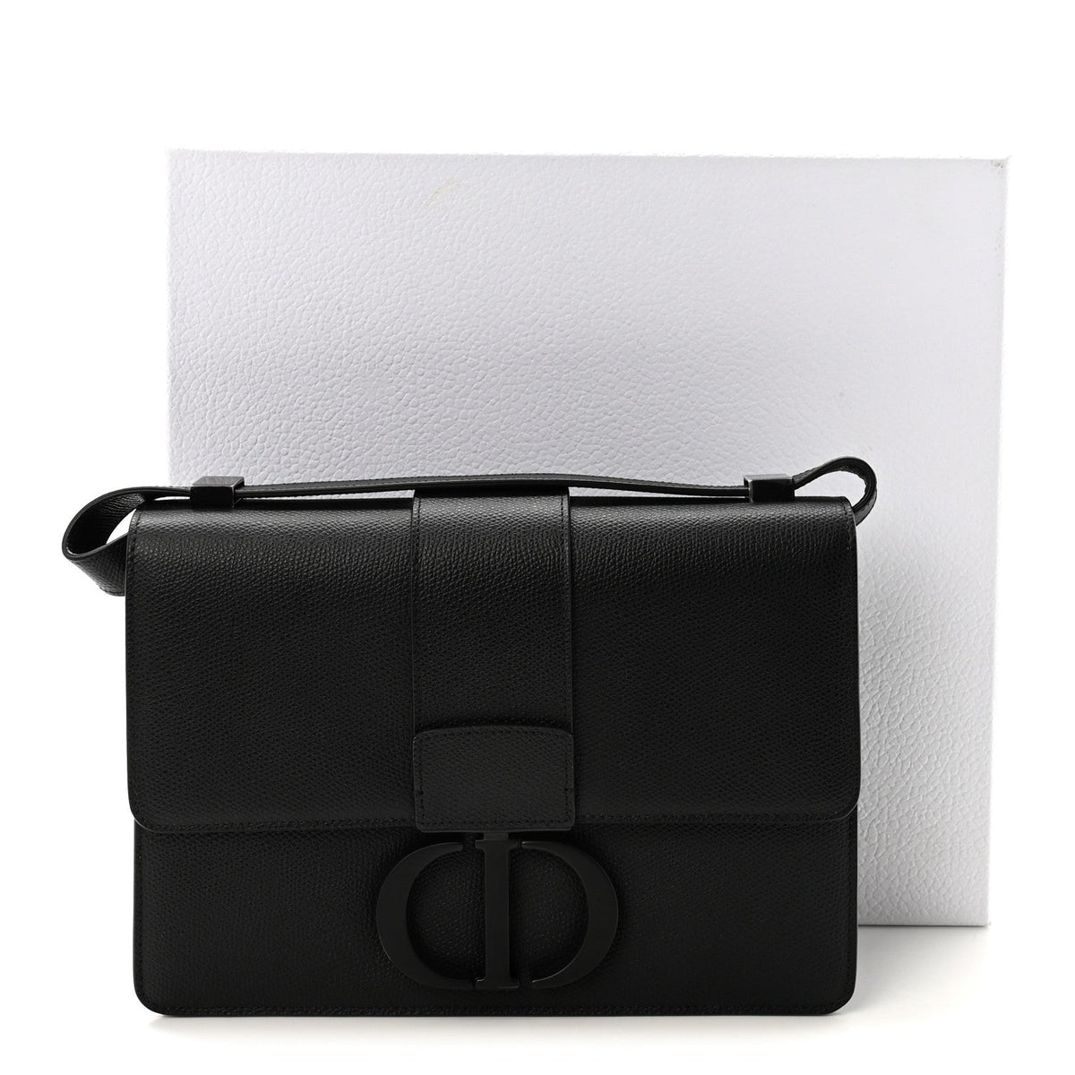 Ultra Matte Grained Calfskin 30 Montaigne Flap Bag Black wholesalehk.shop