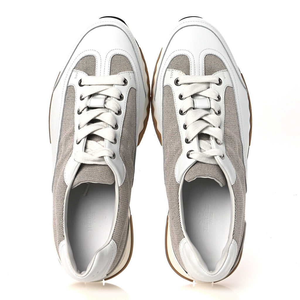 Canvas Calfskin Mens Trail Sneakers 41.5 Prunoir White wholesalehk.shop