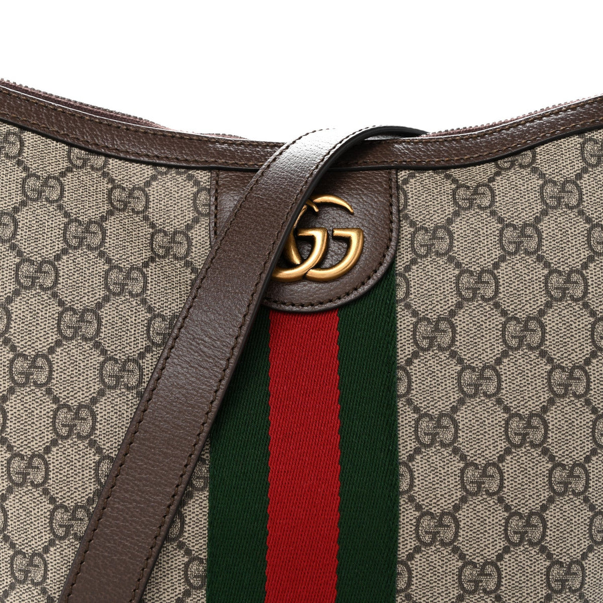 GG Supreme Monogram Web Small Ophidia Half Moon Hobo Brown wholesalehk.shop