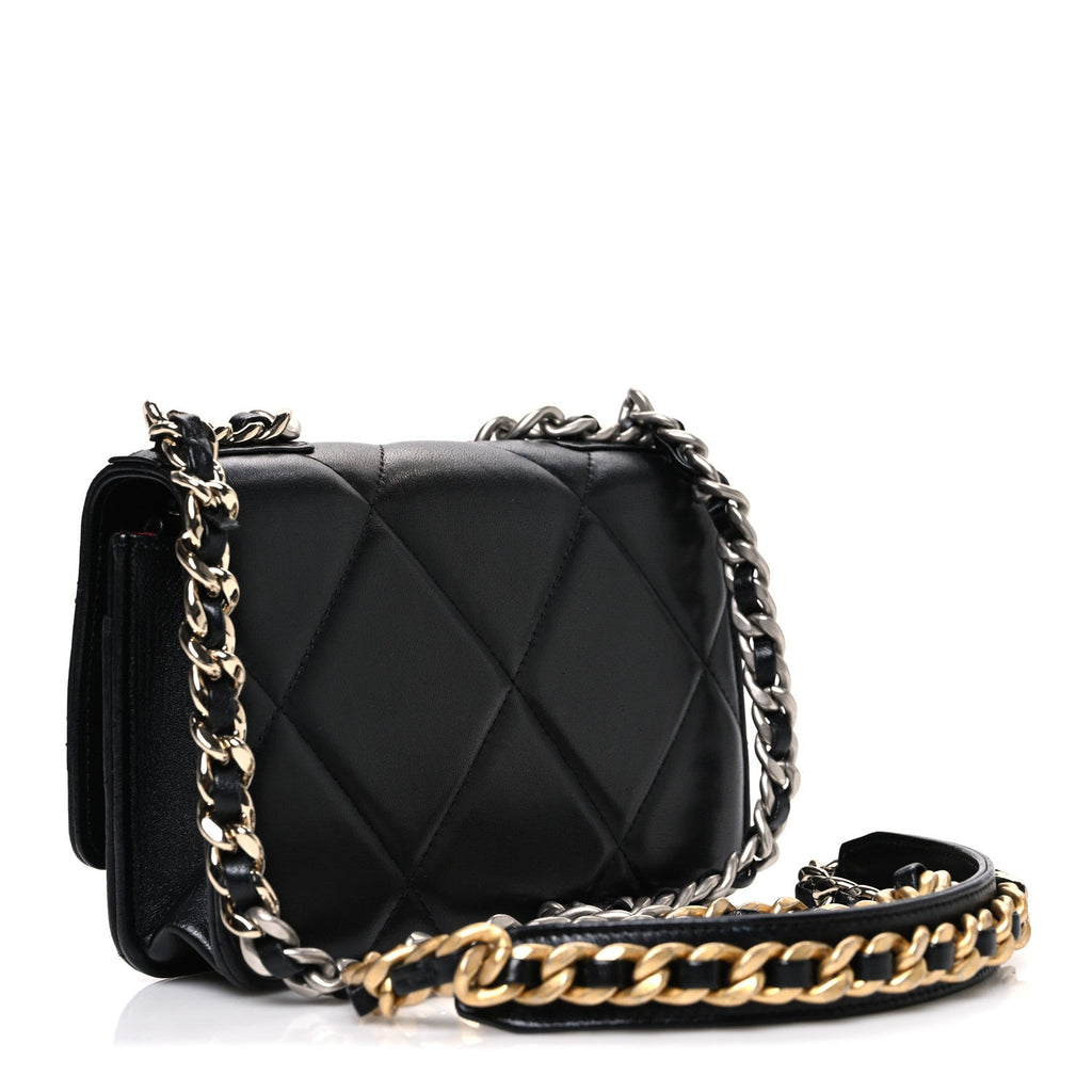 Lambskin Quilted Chanel 19 Wallet On Chain WOC Black wholesalehk.shop