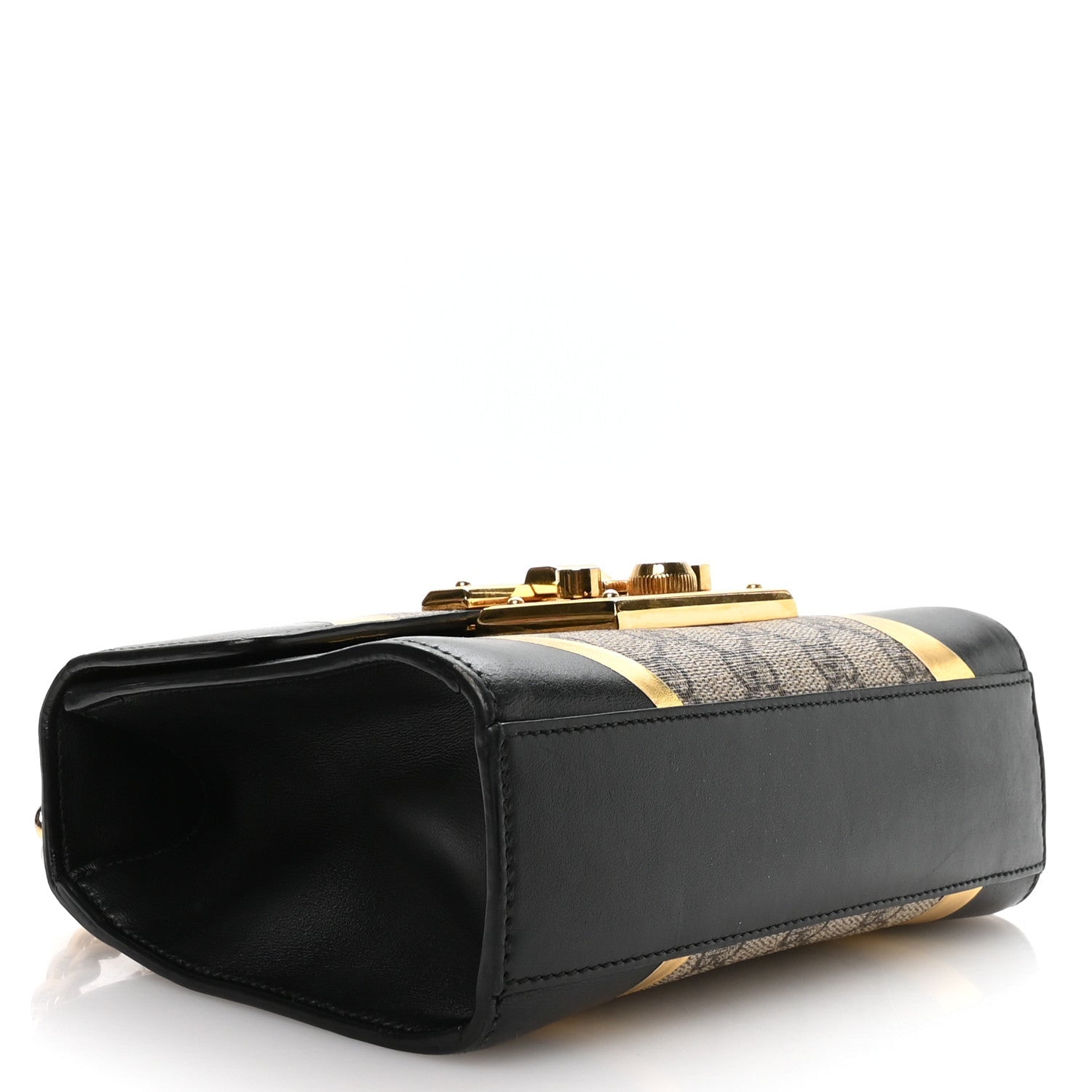 Calfskin GG Supreme Monogram Small Padlock Shoulder Bag Black Gold £¨ Direct shipment via from wholesalehk.shop