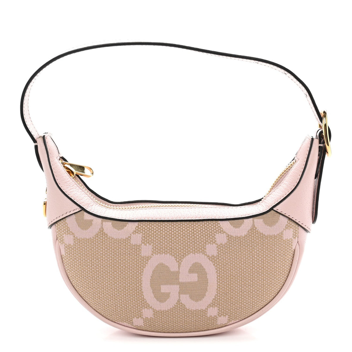 Monogram Jumbo GG Textured Dollar Calfskin Mini Ophidia Half Moon Hobo Beige Perfect Pink wholesalehk.shop