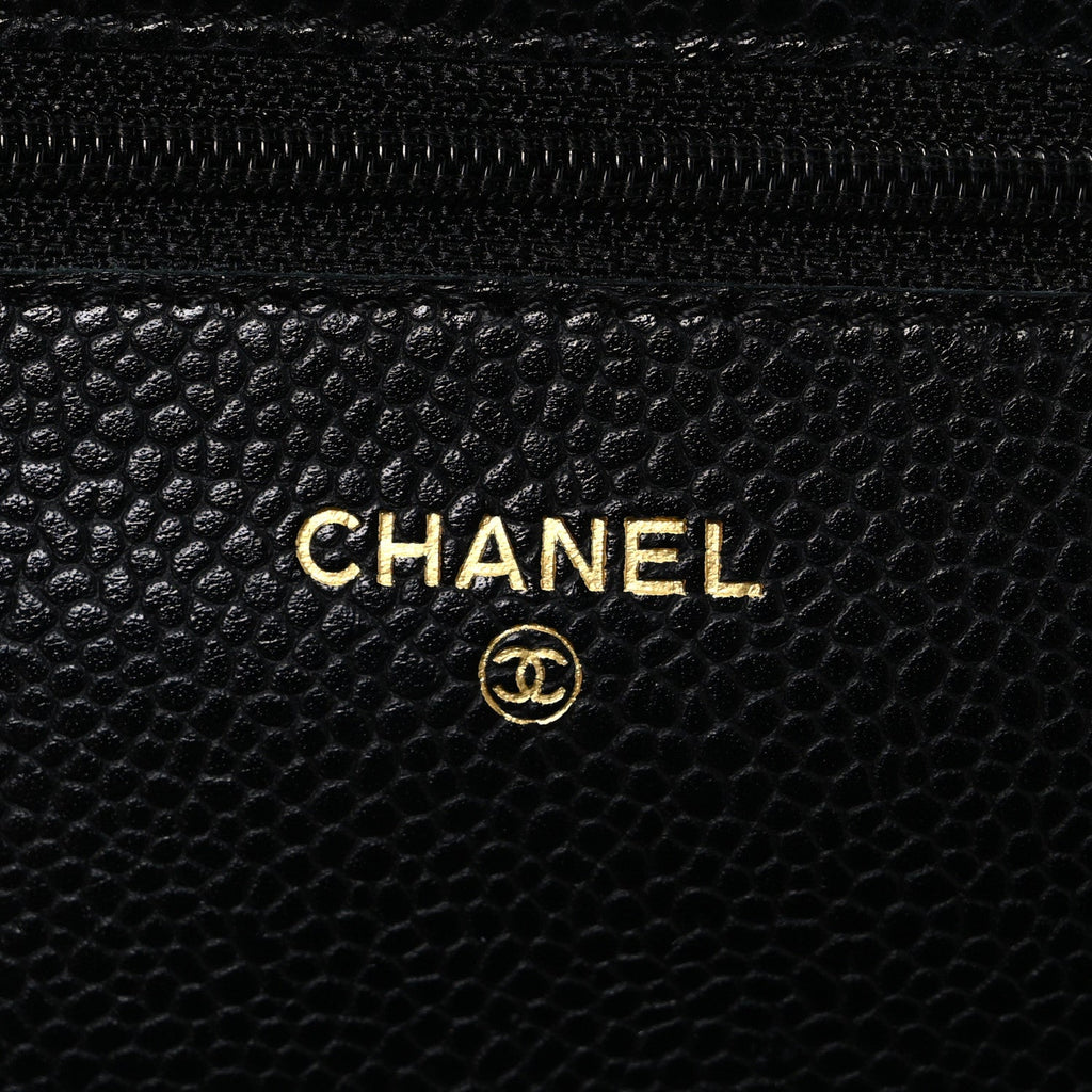 Caviar Quilted Wallet on Chain WOC Black wholesalehk.shop