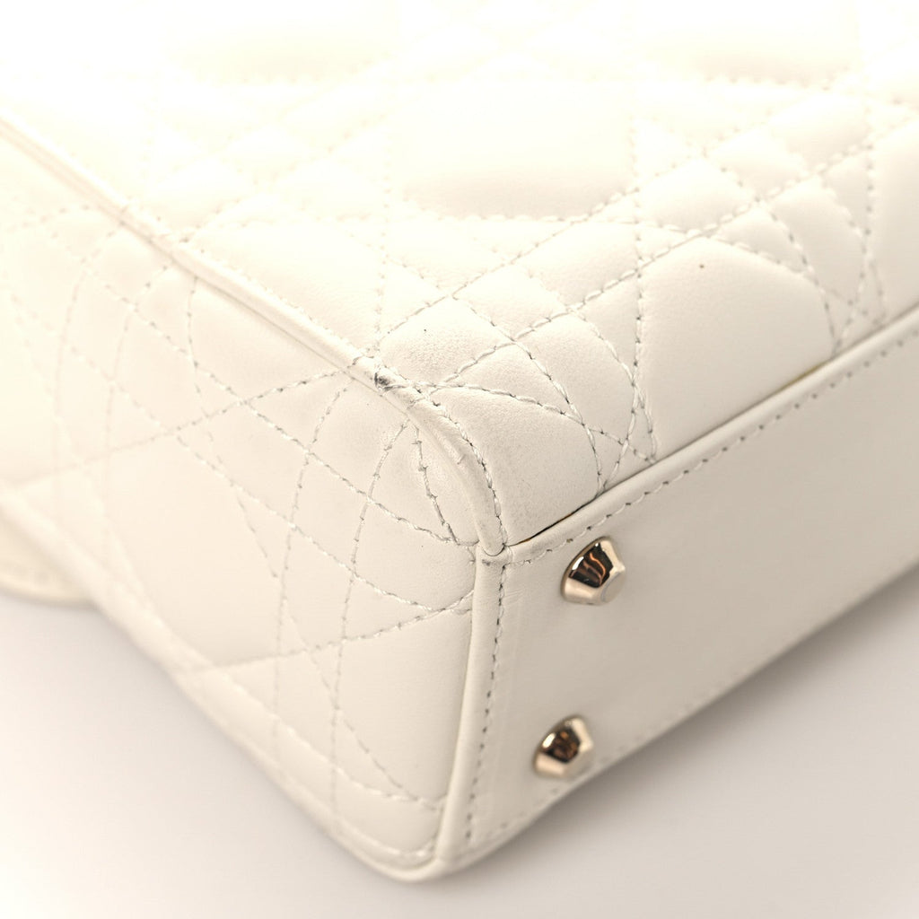 Lambskin Cannage Mini Lady Dior White wholesalehk.shop