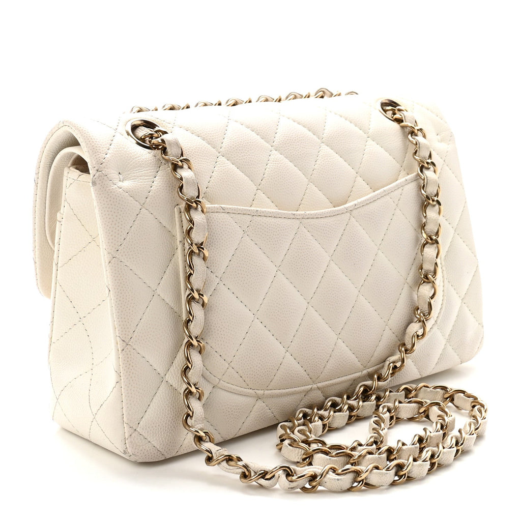 Caviar Quilted Small Double Flap White wholesalehk.shop