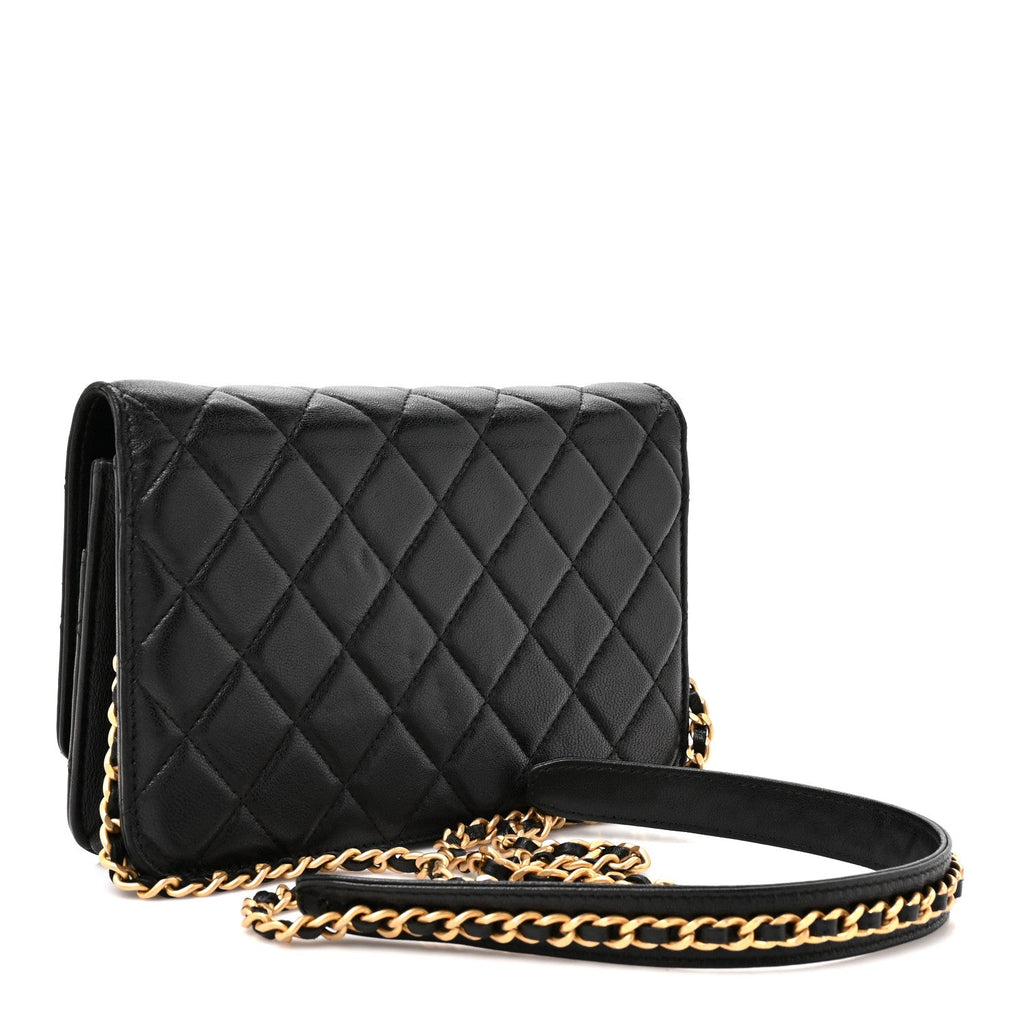 Lambskin Quilted Infinity Wallet On Chain WOC Black wholesalehk.shop