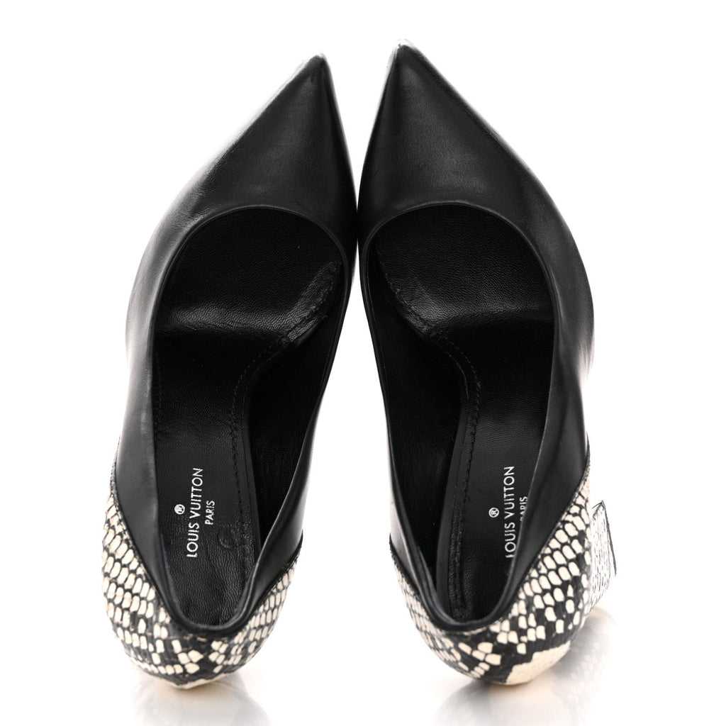 Calfskin Snakeskin Embossed Matchmake Pumps 35 Black White £¨ Direct shipment via from wholesalehk.shop