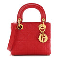 Lambskin Cannage Mini Lady Dior Red wholesalehk.shop